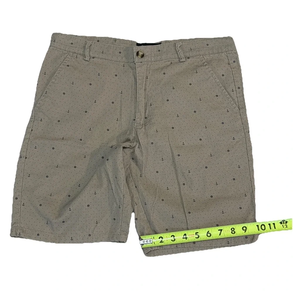 Public Record Men's‎ Brown Size 32x9 All Over Nautical Print Everyday Shorts Tan